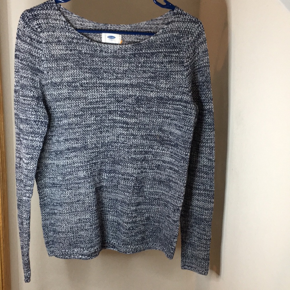 Old Navy medium dark blue and white knit sweater
